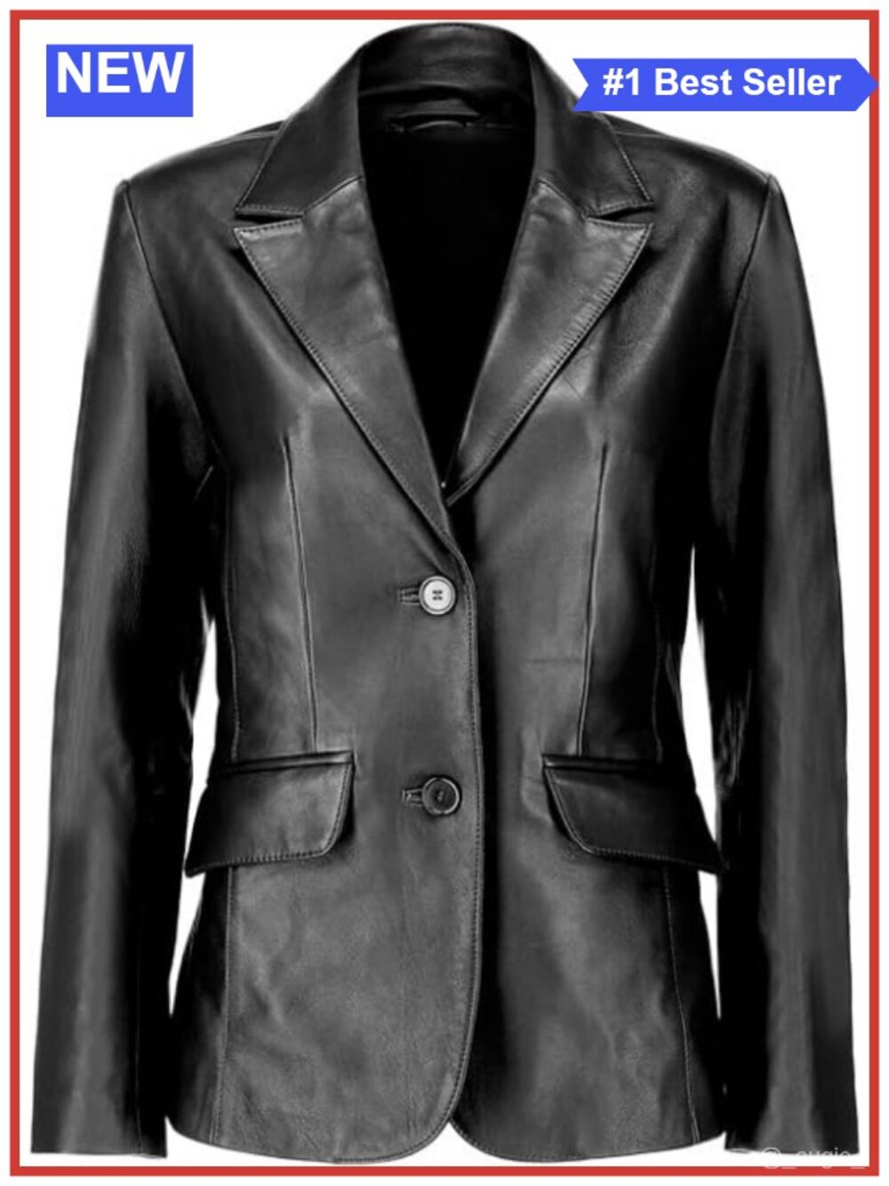 Faux Leather Blazer Jacket Button Front Casual Coat Pockets